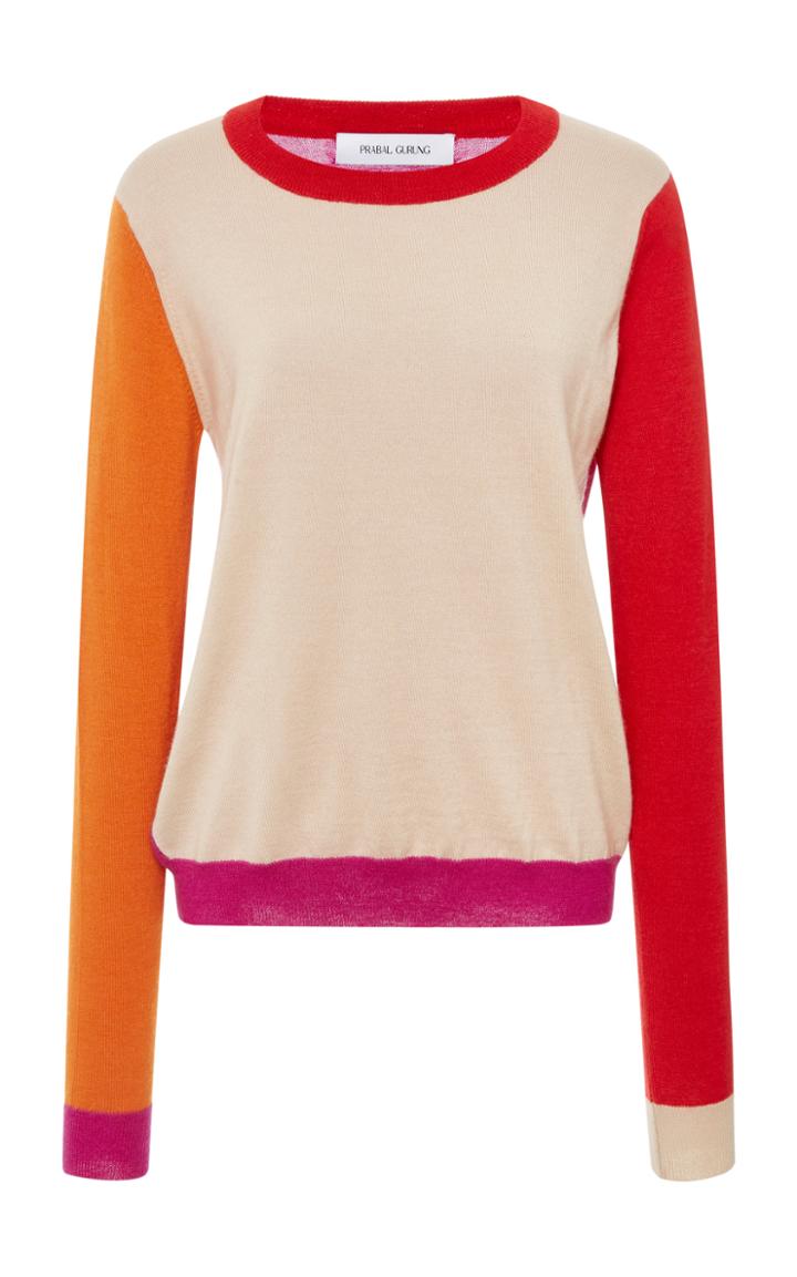 Prabal Gurung Color Block Crewneck Pullover