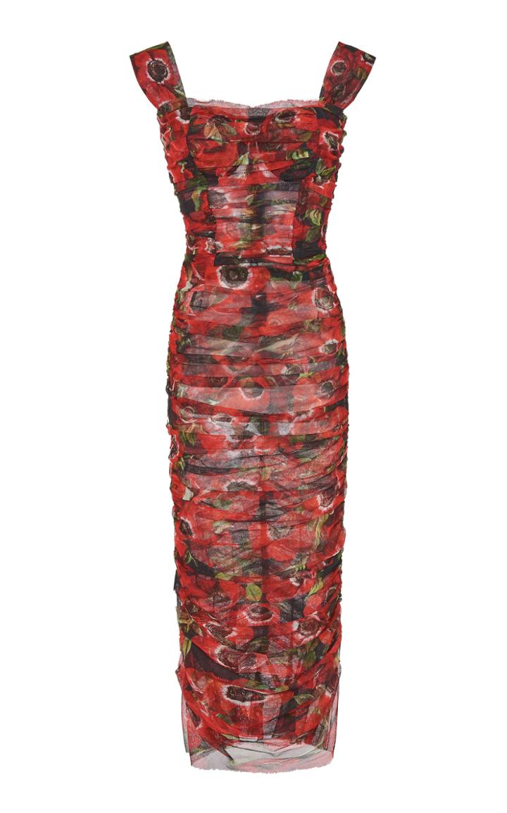 Dolce & Gabbana Floral Tulle Midi Dress