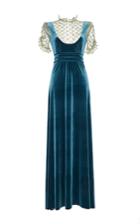 Luisa Beccaria Stretch Velvet And Tulle Embroidered Dress