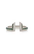 Ralph Masri 18k White Gold, Diamond, And Emerald Ring