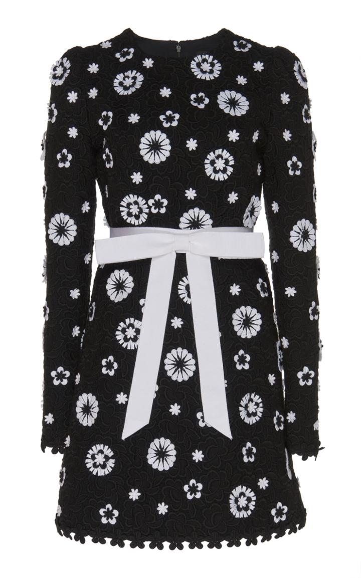 Andrew Gn Floral Embroidered Two-tone Dress