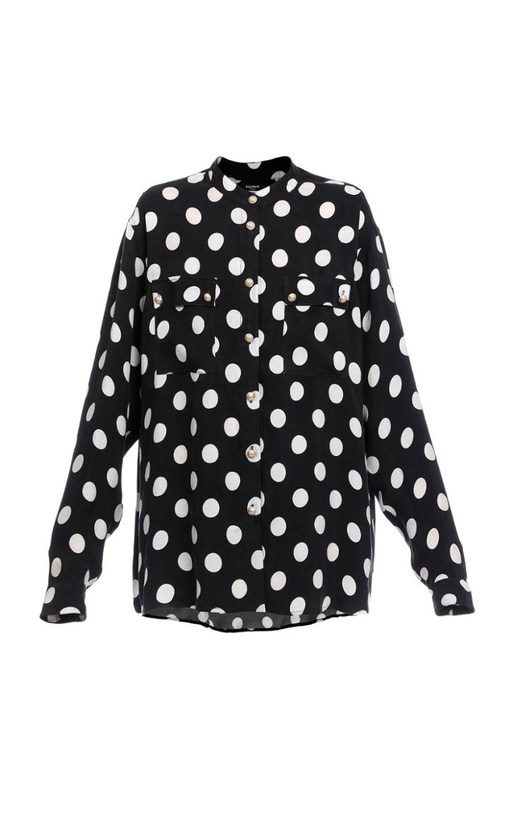 Moda Operandi Balmain Polka-dot Crepe Boyfriend Top