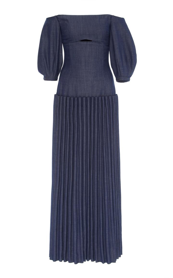 Gabriela Hearst Gala Wool-linen Twill Off-the-shoulder Dress