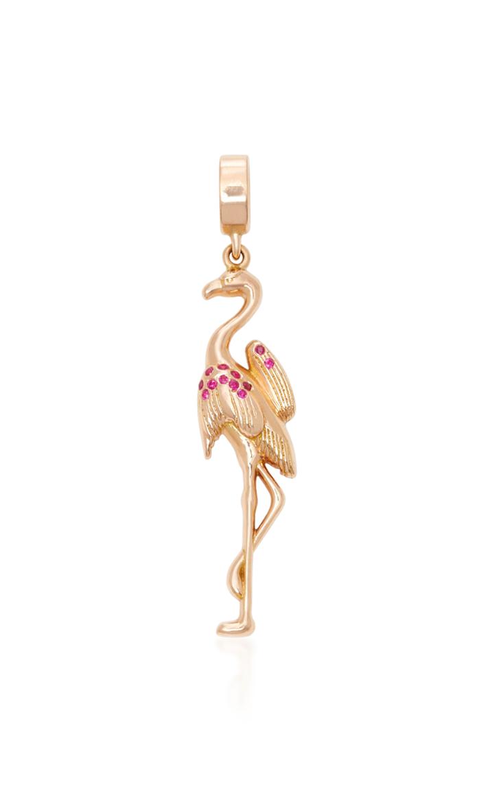 Dezso Flamingo Charm With Gemfields Rubies And Black Shark Fin Enamel