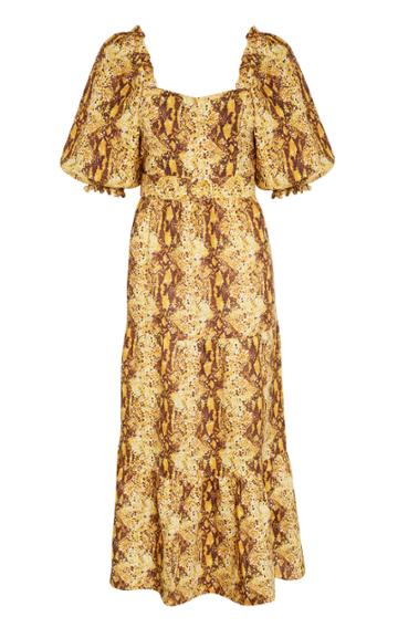 Moda Operandi Faithfull The Brand Rumi Belted Printed Linen Midi Dress