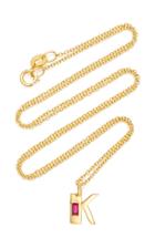 Moda Operandi Lizzie Mandler 18k Yellow Gold Petite Ruby Deco Initial Necklace