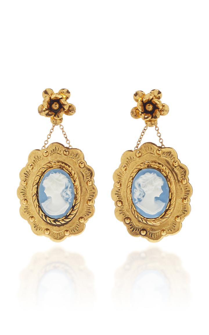Jennifer Behr Fiorella Portrait Brass Earrings