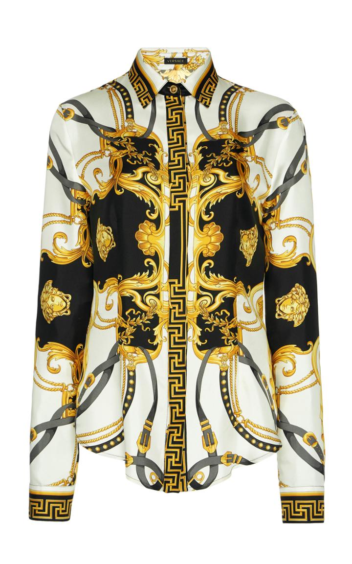 Versace Printed Silk-satin Shirt