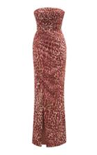 Rasario Draped Leopard-print Chiffon Gown