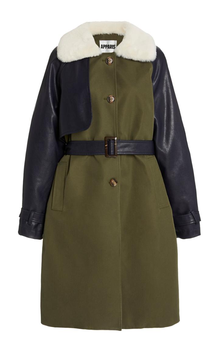 Moda Operandi Apparis Rue Two-tone Vegan Leather Trench Coat