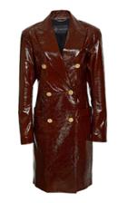 Versace Double Breasted Leather Trench Coat