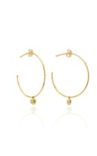 Octavia Elizabeth Nesting Gem Emerald And 18k Gold Hoop Earrings