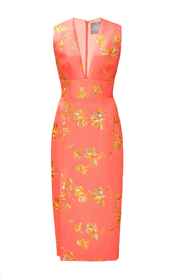 Lela Rose Vine Jacquard Sheath Dress