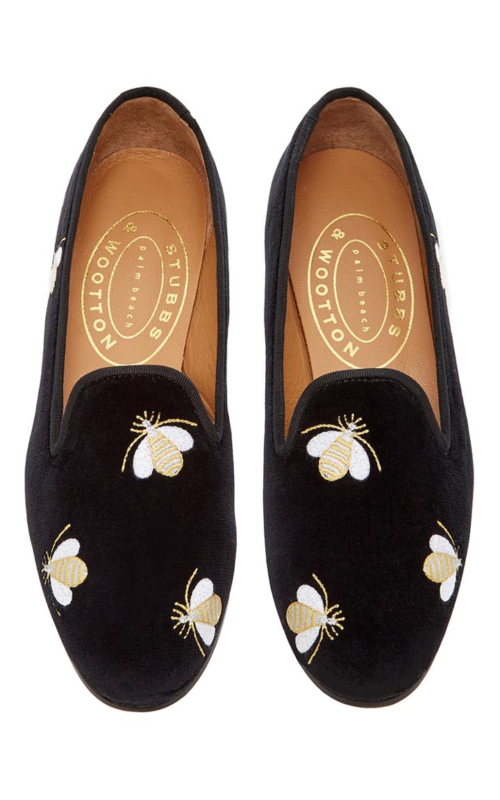 Stubbs & Wootton Bees Black Slipper