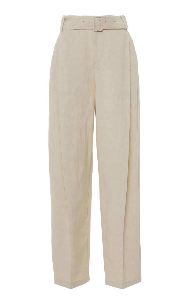 Moda Operandi Co Belted Linen Straight-leg Trousers Size: S