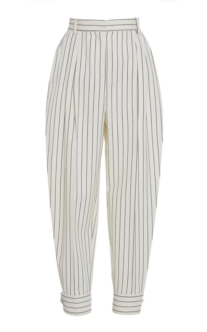 Alessandra Rich Tapered-leg Pinstripe Wool Pants