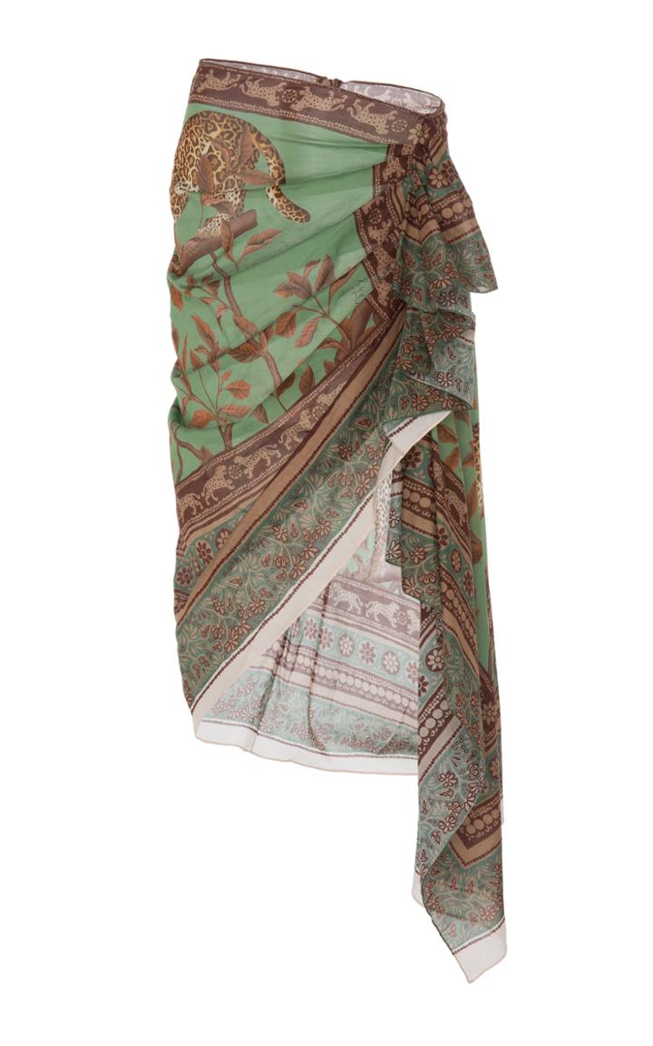 Johanna Ortiz Sheer Magnitude Printed Cotton Wrap Skirt