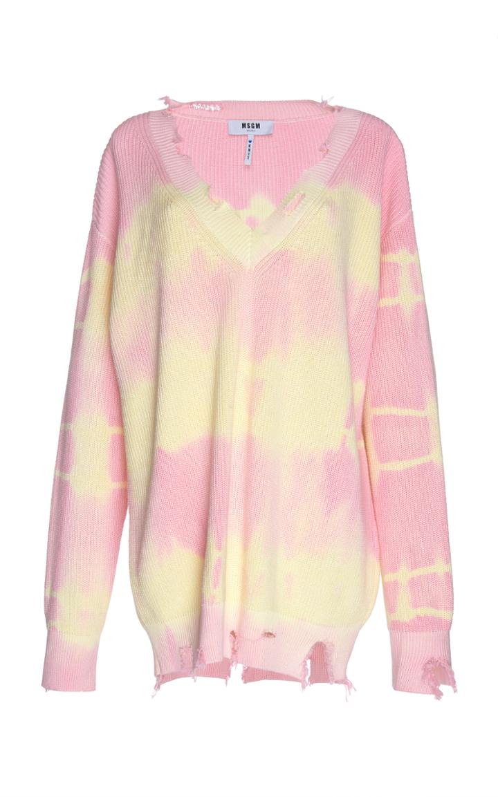 Msgm Oversized Long Sleeve Knit Top