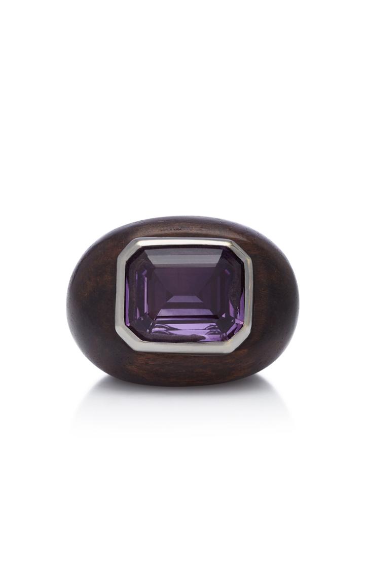 Rosa De La Cruz 18k White Gold Ebony And Amethyst Ring