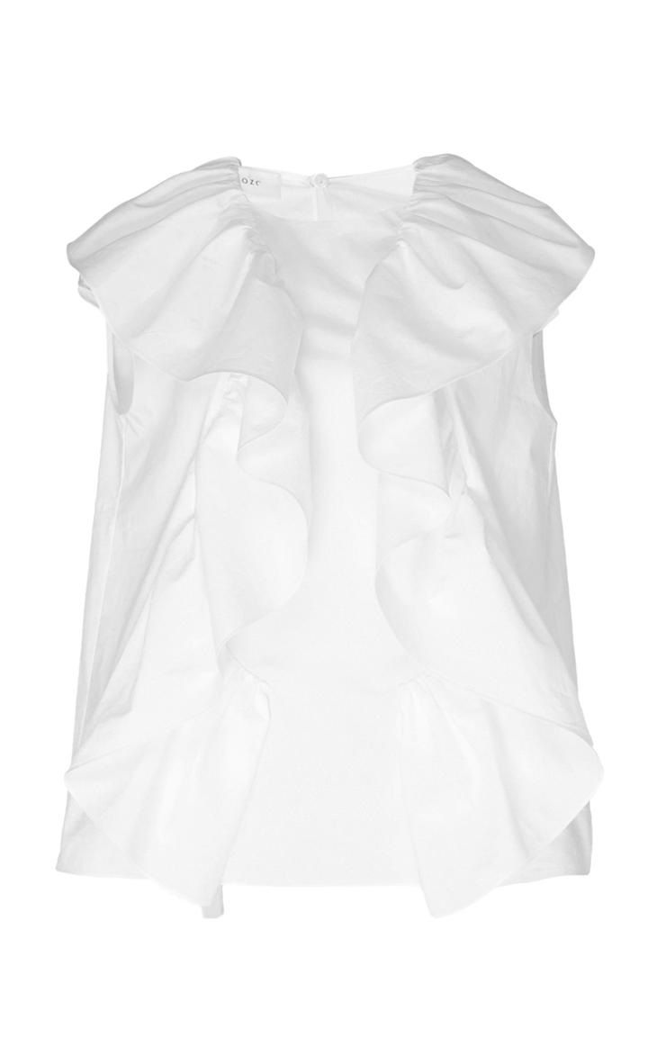 Delpozo Frill-detailed Cotton-poplin Top