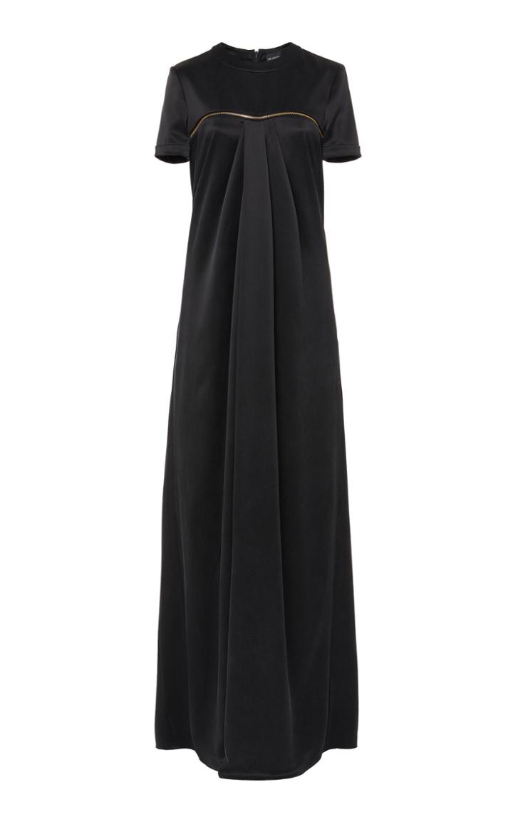 Brandon Maxwell Zipper Detail Silk Drape Gown
