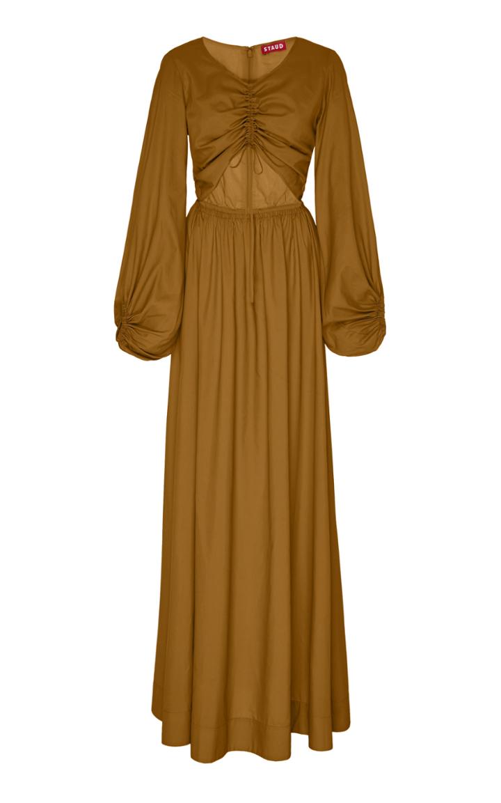 Moda Operandi Staud Tangier Cutout Broadcloth Maxi Dress Size: Xs