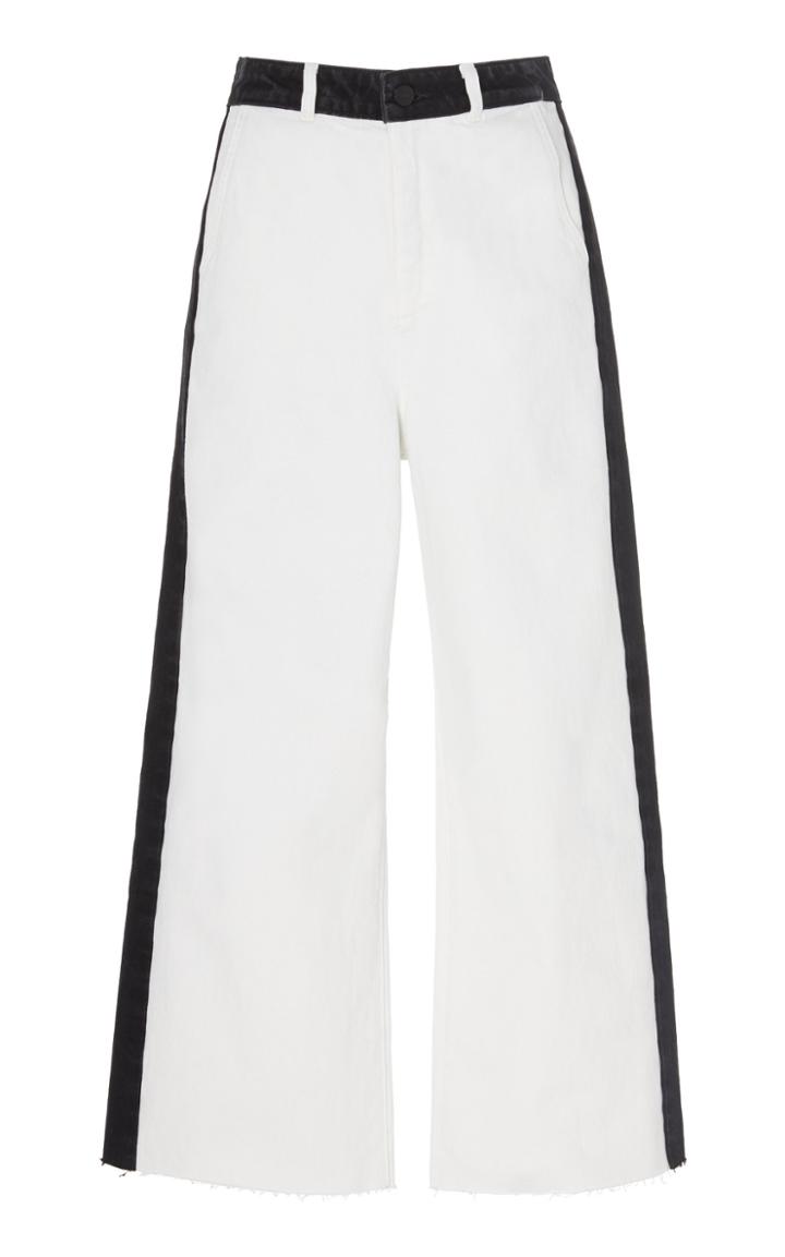 Frame Cropped Two-tone Wide-leg Jeans