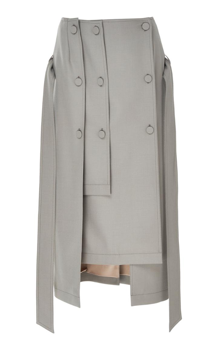 Rokh Layered Crepe Button Skirt