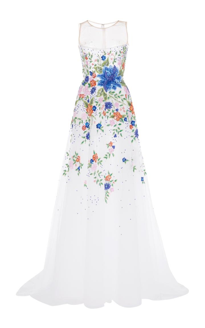 Georges Hobeika Embellished Floral Gown