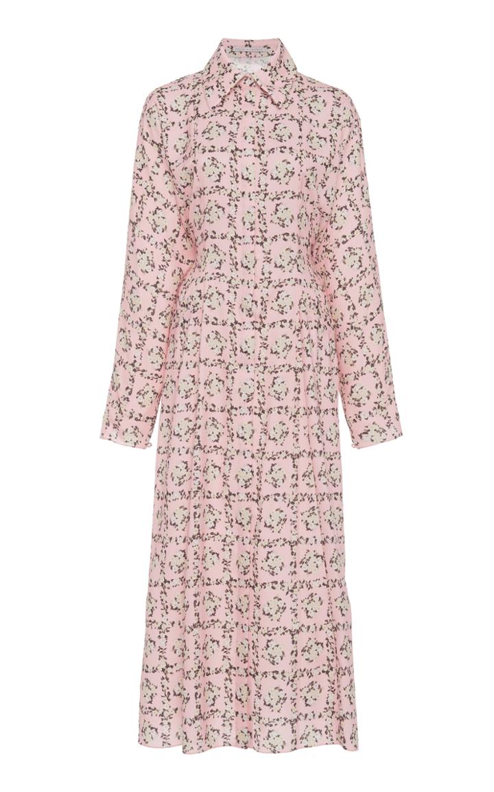 Emilia Wickstead Oriana Floral Collared Poplin Shirt Dress