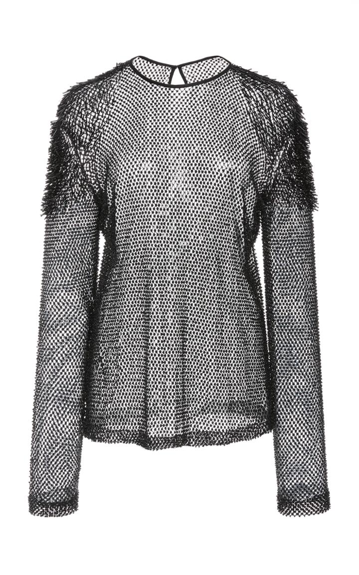 Naeem Khan Beaded Sheer Top
