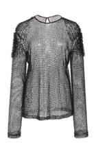 Naeem Khan Beaded Sheer Top