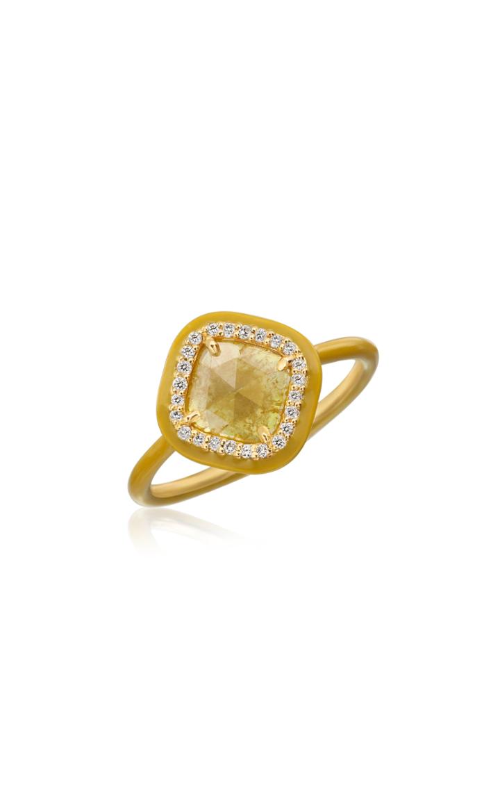 Moda Operandi Nina Runsdorf Phoenix Yellow Slice Diamond And Mustard Enamel Ring