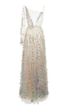 Luisa Beccaria Tulle Embroidered Floral And Pearl Long Dress