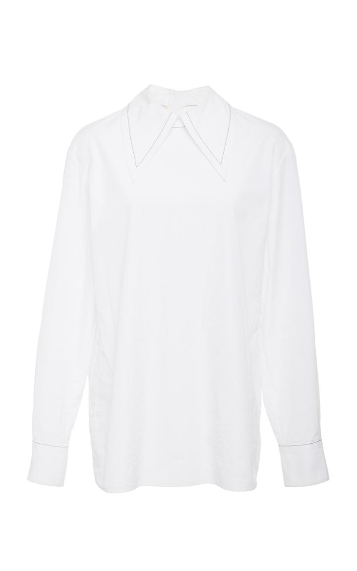 Marni Poplin Long Sleeve Polo Blouse