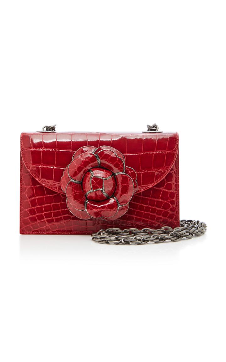 Oscar De La Renta Gardenia Alligator Single Crossbody Bag