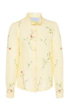 Luisa Beccaria Floral Embroidered Cotton Shirt