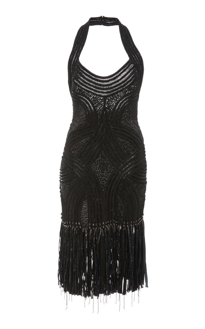 Naeem Khan Woven Halter Mini Dress