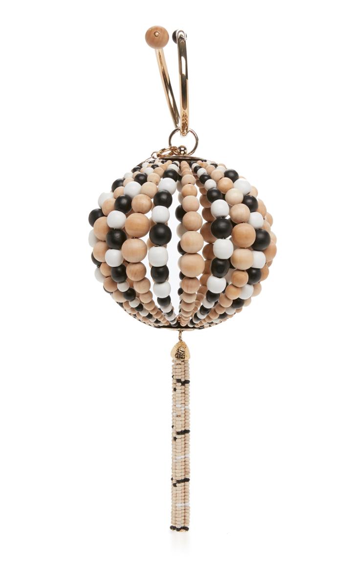 Rosantica Beaded Tassel Wood Bag With Gold-tone Brass