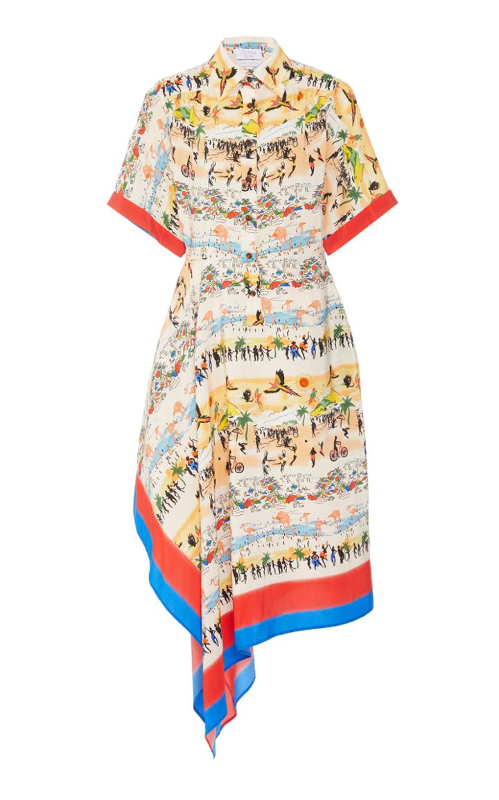 Moda Operandi Deveaux Amelia Printed Silk Dress Size: S