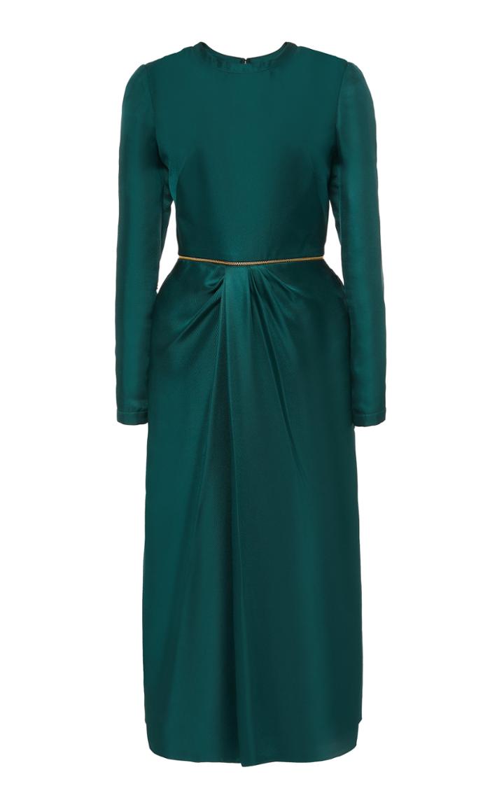 Brandon Maxwell Zip-waist Silk Dress