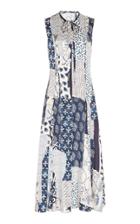 Oscar De La Renta Patchwork Silk Midi Dress Size: 0