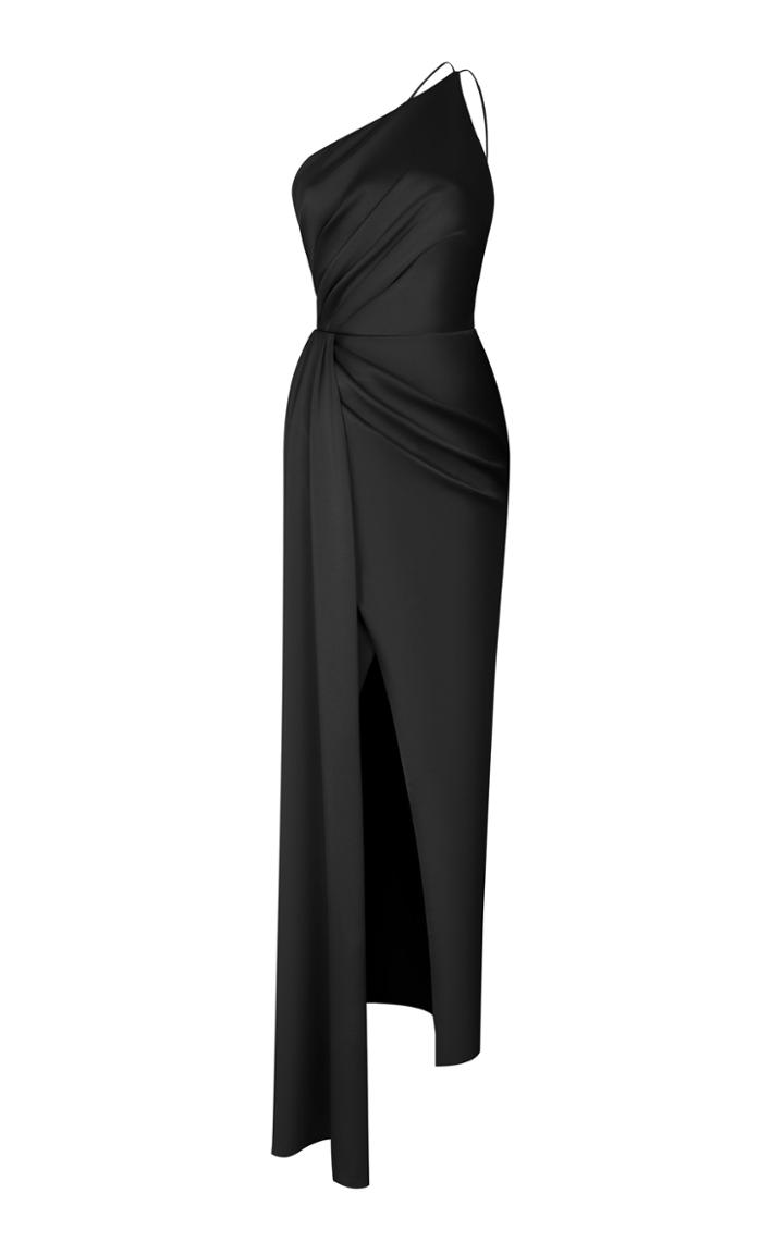 Moda Operandi Rasario Draped Satin One-shoulder Gown