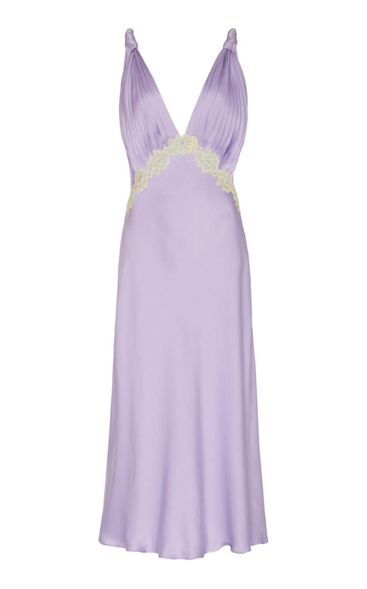 Moda Operandi Jonathan Simkhai Kiara Lace-accented Satin Midi Dress Size: 0