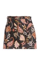 Nour Hammour Ondine Paisley Print Leather Skirt