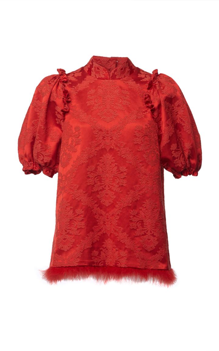 Simone Rocha Wallpaper Flock Marabou Mandarin Blouse