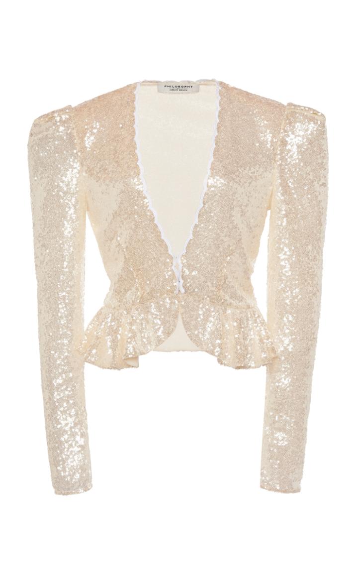 Philosophy Di Lorenzo Serafini Sequined Peplum Blouse