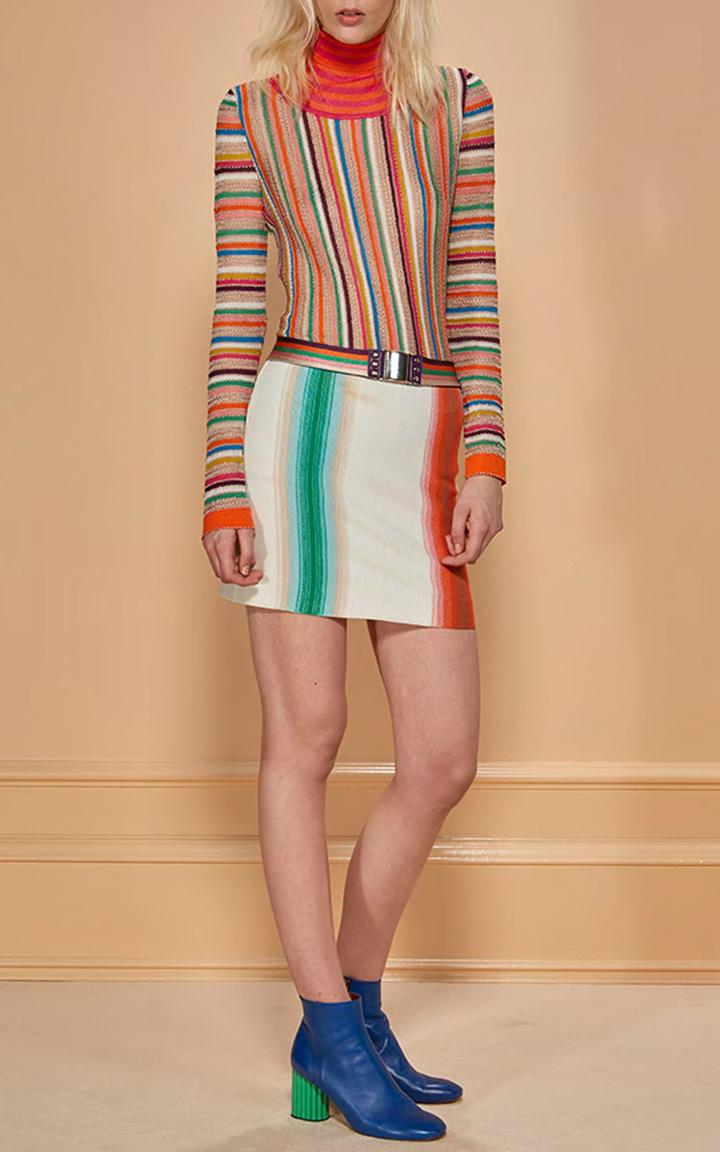 Missoni Ivory Colorblock Wool Skirt