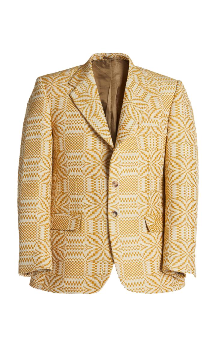 Moda Operandi Bode Yellow Coverlet Suit Jacket