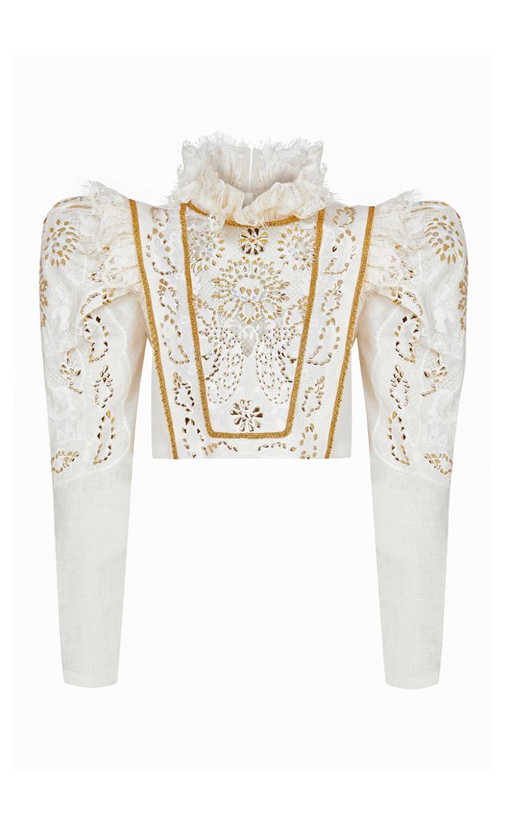 Moda Operandi Raisa Vanessa Strass-embellished Lace Top